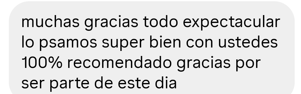 Captura de una opinión de agradecimiento que dice 100% recomendado